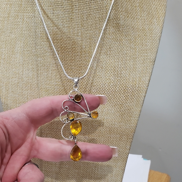 Beautiful Handmade Large Citrine Gemstone 925 Pendant Necklace - Picture 6 of 12